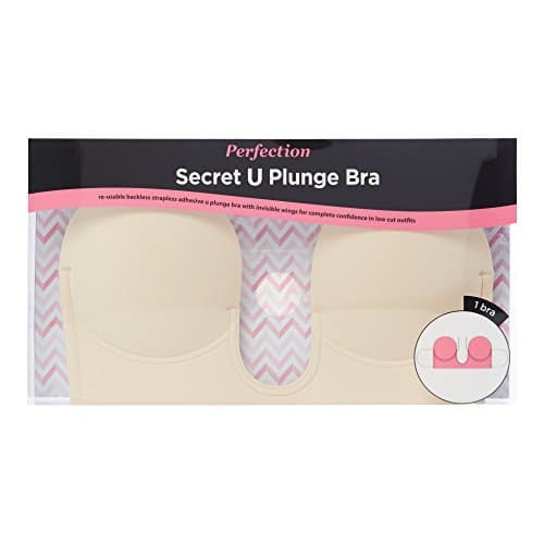 Perfection Beauty Natural 'U Shape' Non-Wired Moulded Plunge Backless Stick-On Bra B