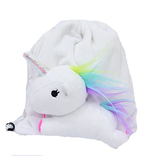 Gumrun Women’s Girls Bucket Drawstrings Plush Make Up Bag Cosmetics Organiser Round Wash Bag Pouch (White)