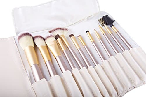 Make Up Brushes - This Professional Studio Quality Make Up Brush Set With Cute Carry Bag Comes With 12 Make Up Brushes. Perfect For Eyebrows, Face, Eyes, Lips, Concealer And Contouring Too.