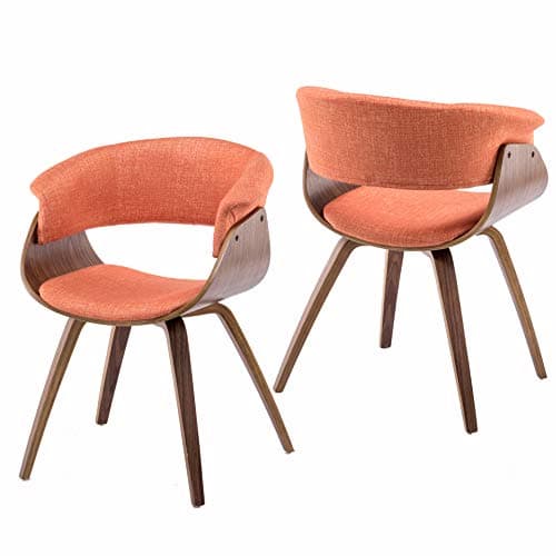 YEEFY Kitchen Chairs Walnut Wood Set of 2 Bent Wood Dining Chairs (Orange)