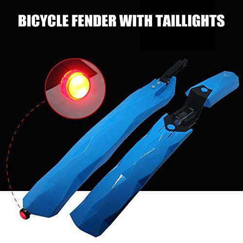 lzndeal 1 Pair Bicycle Mudguard Bike Fenders Mud Guards Wings Set with LED Taillights