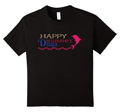 Kids Happy Summer Days Dolphin Wave Shirt - Cool Summer Camp CUTE 4 Black