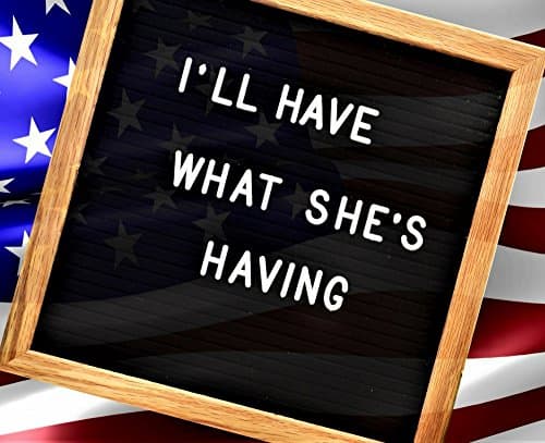 Letter Board 10x10 | The Full Package | Use For Announcements, Menus, Milestones, Quotes, Decor | American Oak Frame, 340 White and Gold Letters Numbers Emojis, Black Felt, Cotton Bag, Stand