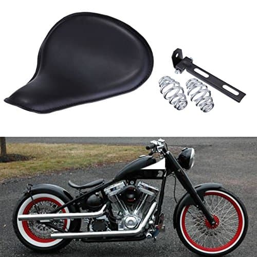 Samger Motorcycle Solo Leather Seat Kit with 3" Springs Mount Bracket For Harley Honda Yamaha Kawasaki Suzuki Sportster Bobber Chopper