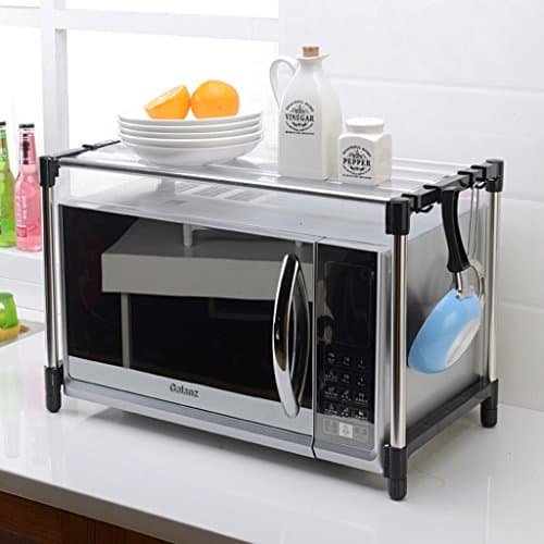 Single Layer Adjustable Stainless Steel Microwave Oven Rack Kitchen Shelving Oven Rack Sort Out Admission Shelf -by TIANTA (Color : #2)