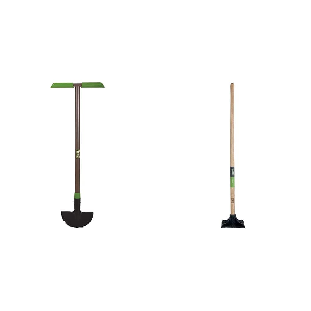 AMES 2917200 Saw-Tooth Border Edger with T-Grip, 39-Inch & 2233400 9-Pound Steel Tamper with Hardwood Handle, 48-Inch