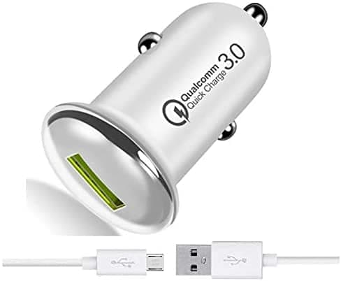 Shopdeal Car Charger For HTC EVO Design 4G Charger Original QC Car Charger Adapter B Type 3.0A Car charger adapter socket High Speed Designed for Qualcomm Certified Quick Rapid Fast Turbo Charge QC 3.0 Smart Car Charger With 1m Micro USB Charging & Sync Cable (3.1 Ampere, 1A, White)