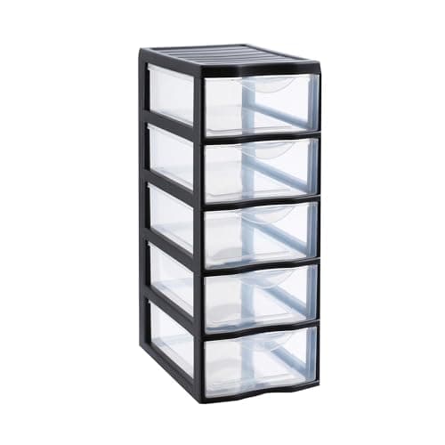 Sundis Plastic Drawers Storage Unit, Black, A4