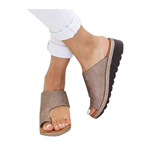 SSYUNO Women's 2019 New Comfy Platform Toe Ring Wedge Sandals Shoes Summer Beach Travel Shoes Comfortable Flip Flop…