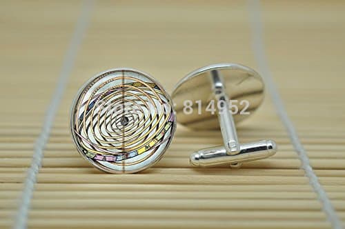 Pretty Lee Medieval Macrocosm Jewelry Cufflinks Alchemical Universe Cufflinks In Silver Glass Cabochon Cuff Links C0559