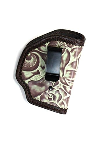 Concealed Carry Holster IWB Tuckable Leather Turquoise Rose - Made in USA by MoonStruck Leather