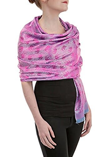 Opulent Luxury Women's Pashmina Cashmere Wrap Scarf Soft Shawl - 72 x 27 Inch Pink & Baby Blue