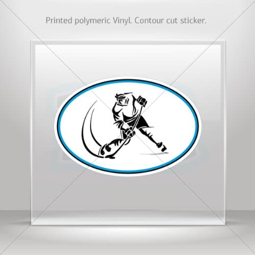 Decal Stickers Ice Hockey Player car helmet window bike Garage door 6 X 4.1 Inches Vinyl color print 0600 W98ZE