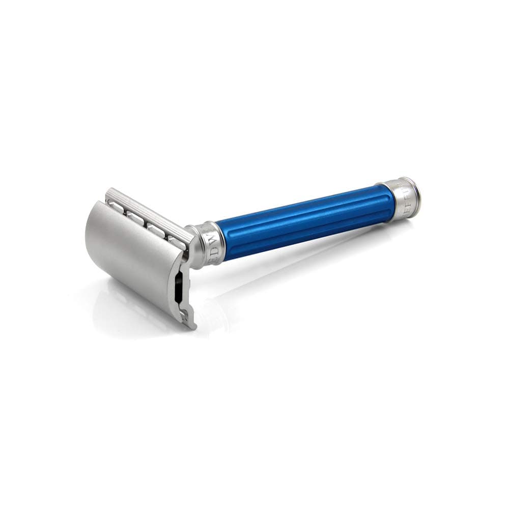 Edwin Jagger 3one6 Stainless Steel Grooved Blue Double Edge Safety Razor