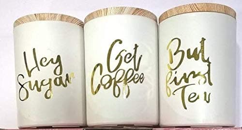 NANI PP Tea Coffee Sugar Canister Set | Food Grade | Set of 3 | Air Tight | 1000ml each |(White)