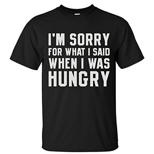 XBENG Men's Im Sorry For What I Said When I Was Hungry Simple Short Sleeve T-shirt black S