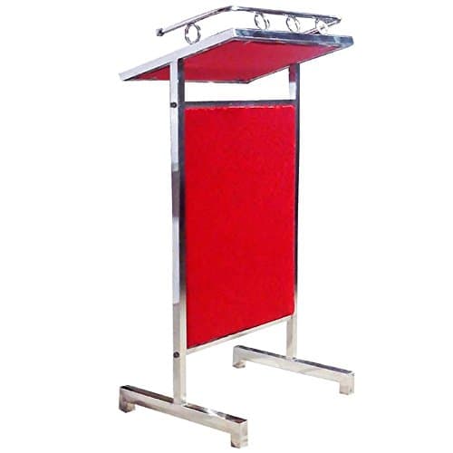 Podium Lectern (Lecture Stand) Presentation Dias Stand for Offices, School, Church, Public Speech & Conferences. Made-up Stainless - Steel Color Red - Height 4 FT X 1.5 FT Width.