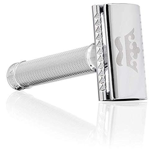 Double Edge Safety Razor - Shaveology Safety Razors for men + 5 Platinum Double Edge Razor Blades- Shaveology Provides The Best Razors for Men - Great Gifts for Men - Chrome Double Edge