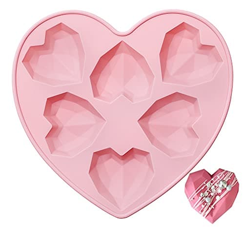 Bakecat Heart Silicone Mould, Mini Geo Chocolate Moulds for Baking, Pink
