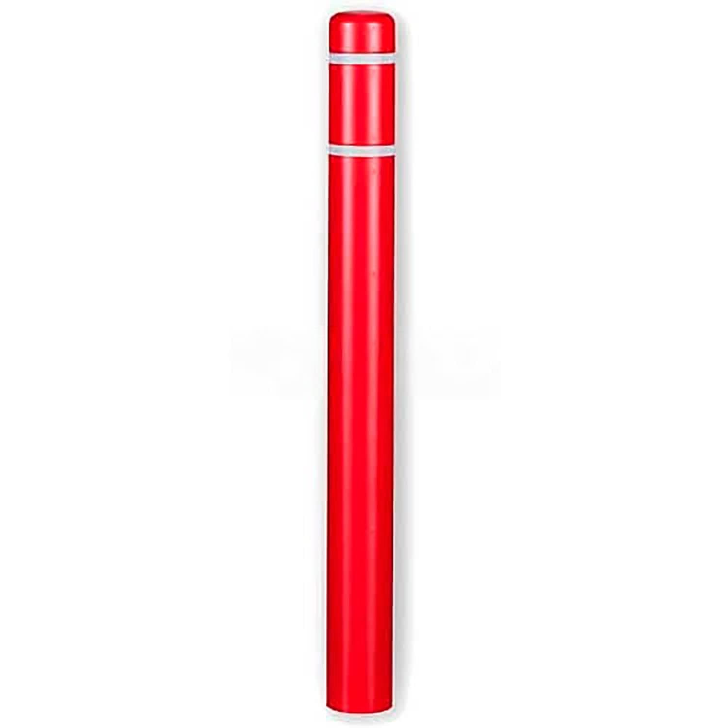 Post Guard Bollard Cover, 4-1/2"Dia. X 52"H, Red W/White Tape