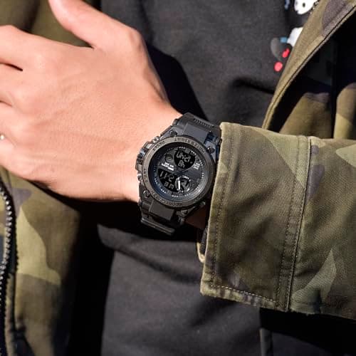 Yihou Analog-Digital Men's Watch (Black Dial Colored Strap)