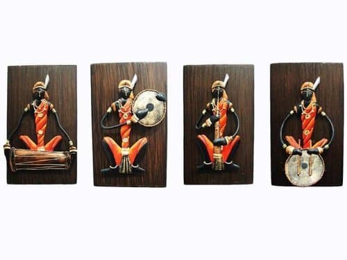 India Multicolor Set of 4 Adivasi Ladies Wall Hanging
