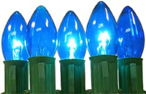 C9 Twinkle Blue Christmas Lights Sets with Green Wire [C9FLBK -Blue]