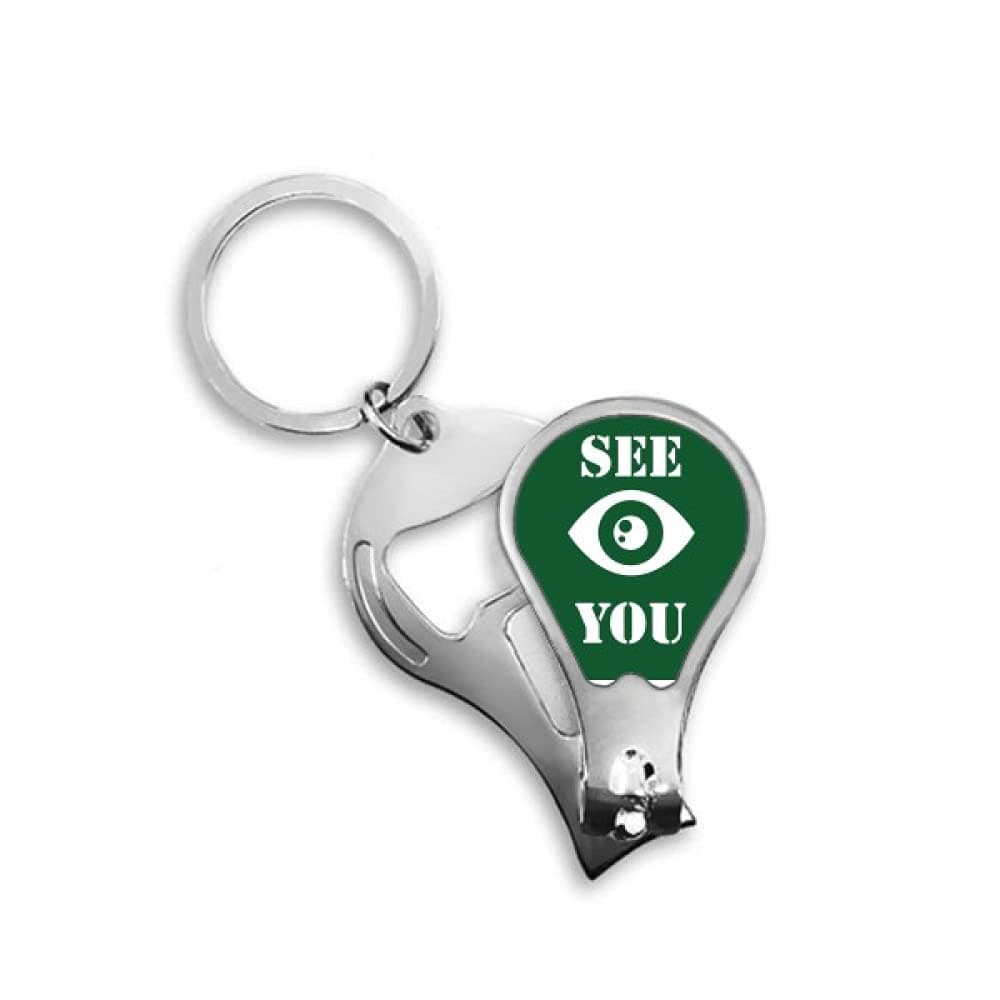 Goodbye See Eyes Gaze Art Deco Fashion Fingernail Clipper Cutter Opener Key Chain Scissor