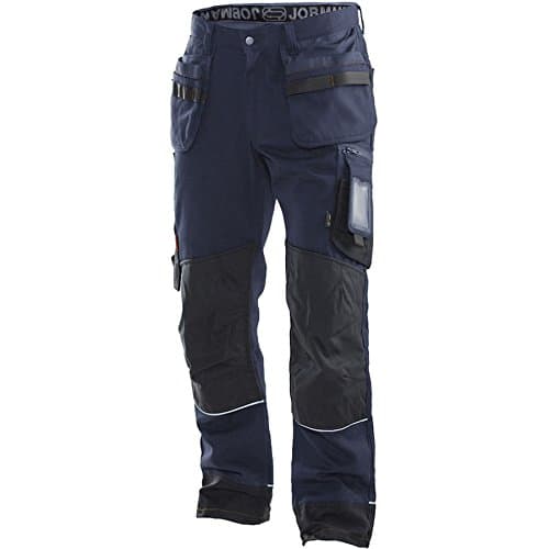 Jobman 292219-6799-D096 Size D096 Work Trousers with Hanging Pockets - Navy Blue/Black