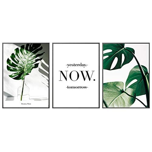 VIIRY 3 Pcs Natural Green Leaves Canvas Prints Wall Art Abstract Poster Modern Art Decor Painting for Living Room Bedroom Study Painting(Unframed) (12x16in)