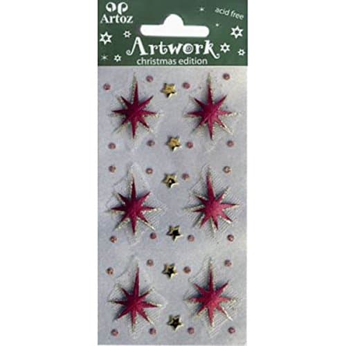 Large Red/Gold Christmas Star Craft Embellishment by Artoz