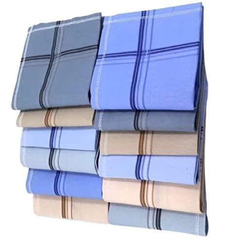 M2K HUBLarge Size Premium Cotton Handkerchief for Men, 100% Cotton Premium Collection Hanky For Men Big Size XXL (12 Pack Set)