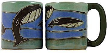 One (1) MARA STONEWARE COLLECTION - 16 Oz Coffee Cup Collectible Dinner Mug - Whale Ocean Blue Design