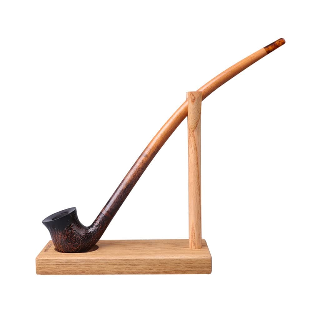 MUXIANG Wooden Pipe Stand Rack Holder for 1 Churchwarden Tobacco Smoking Pipe-Handmade from Solid Wood- Special for long Pipe FA0100 (Pipe just for display not include)
