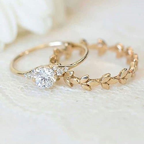 Women 18K Yellow Gold Filled White Sapphire Floral Ring Set Wedding Jewelry New (9)