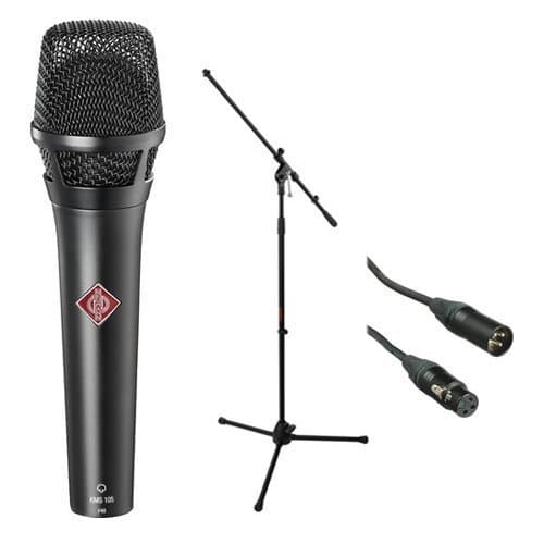- KMS 105 - Live Vocal Condenser Microphone (Black) with XLR Cable and Mic Stand
