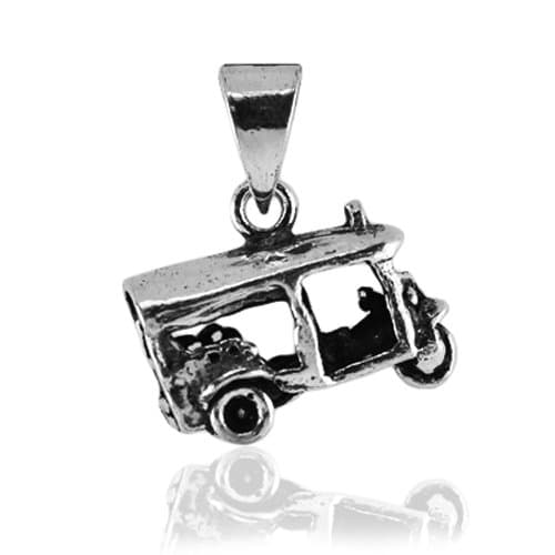 Solid .925 Sterling Oxidized Silver Thailand Tuk Tuk Pendant (sp234)
