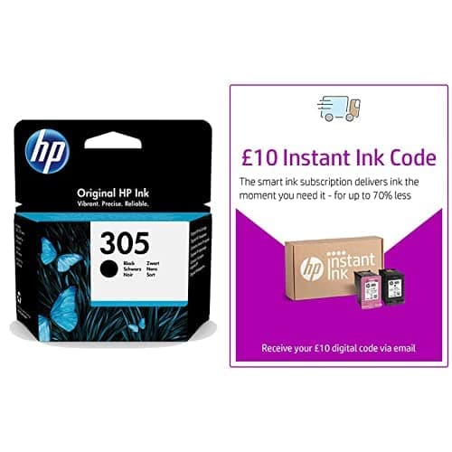 HP 3YM61AE 305 Original Ink Cartridge, Black, Single Pack and £10 Instant Ink Credit