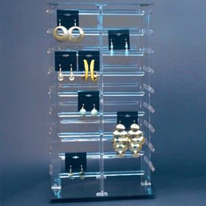 Revolving earring display holds 144 2inch cards