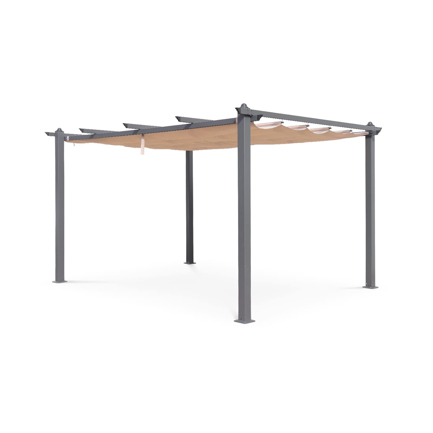 Alice's Garden 3x4m aluminium pergola gazebo with sliding retractable roof - Condate - Beige