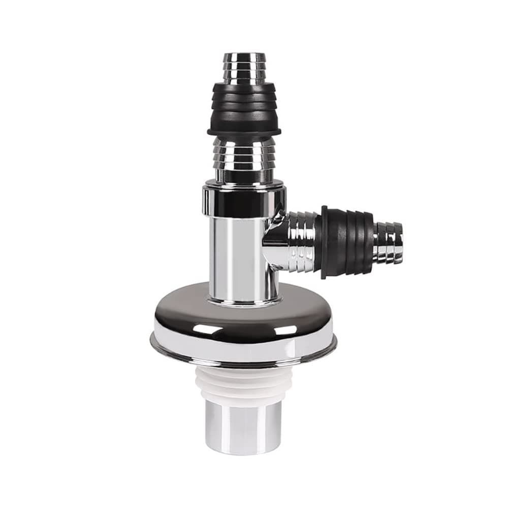 Washing Machine Floor Drain Silver with Chrome Finish Overflow Connector for Bathroom Kitchen - Anti Clogging & Anti Pests - Solid Construction for Durability - Sewer Double-Pipe Tee Joint