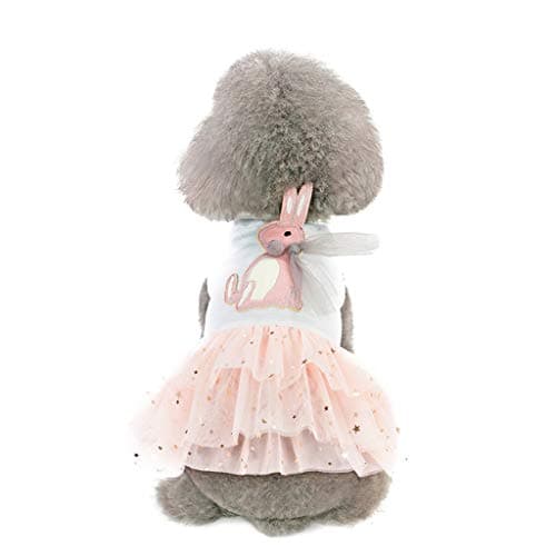 Small Dog Girl Dress,Wakeu Lace Tutu Vest Apparel Clothes for Pet Puppy (S, Rabbit White)