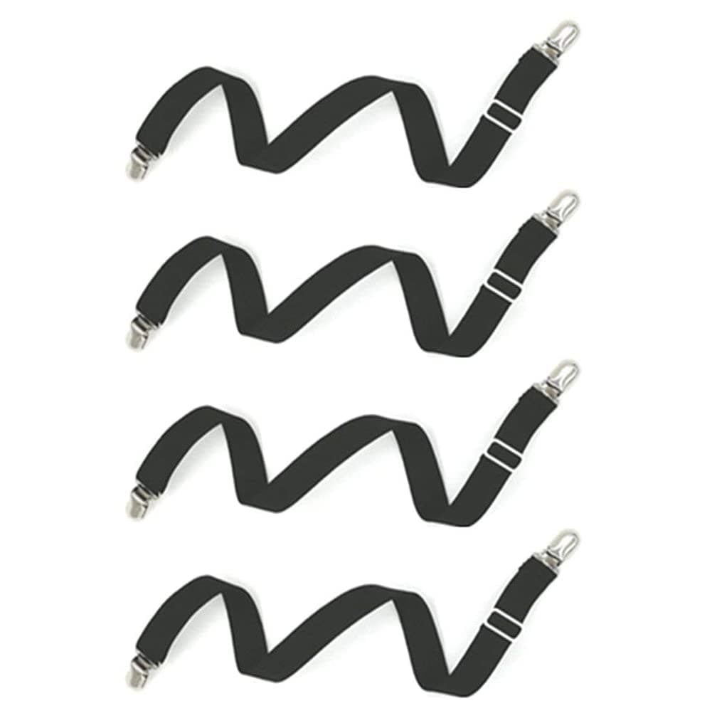 Adda 4pcs 20" to 78" Mattress Clips Adjustable Under Mattress Bed/Fitted Sheet Fastener,Under Mattress Bed Fitted Sheet Fastener,Long Strap Clip Bands(Black)