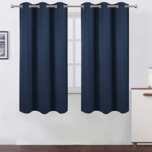 LEMOMONavy Blue Blackout Curtains 42 x 63 Inch Length/Set of 2 Curtain Panels/Thermal Insulated Room Darkening Blackout Curtains for Bedroom