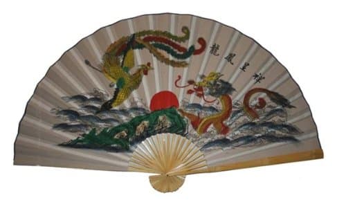 "Classic 35"" Oriental Feng Shui Wall Fan-Dragon & Pheonix"