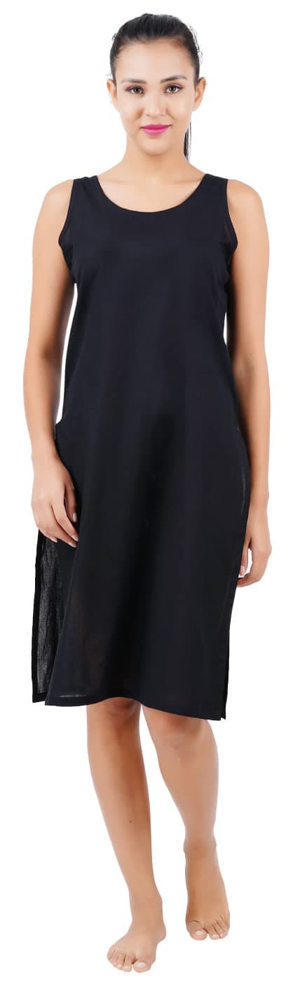 Happy Bunny Full Knee Length Cotton Camisole Inner Long Slip for Women - Firm Notstretchable Slip Lining for Kurti and Chickankari Suits/Tops - Suits Summer and Winter