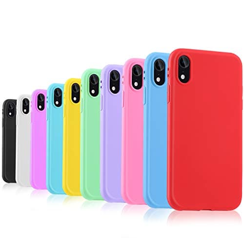 Pofesun Slim Fit iPhone XR Case, 10 Pack Soft Silicone Gel Rubber Bumper Phone Case Shockproof Full-Body Protective Case Cover Compatible for iPhone XR 6.1 inch (2018)