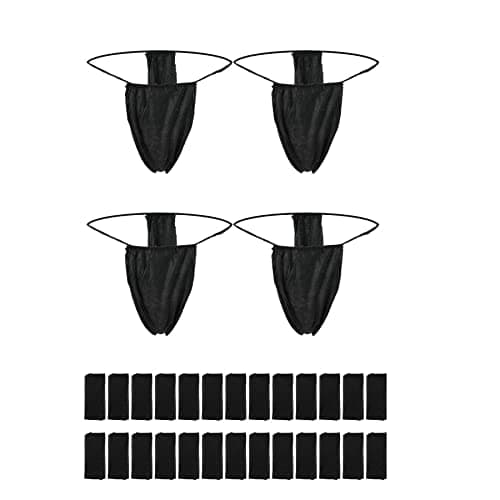 50 Pieces Disposable Thong Panties Non-woven Thong Disposable T Strap Thong Disposable Bikini Panties for Spray Tanning and Spa Black