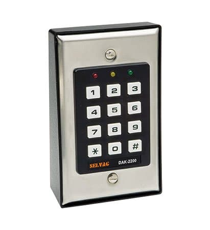 Security digital code lock DAK 2200 door opening via code sabotage contact and position monitoring of the door.