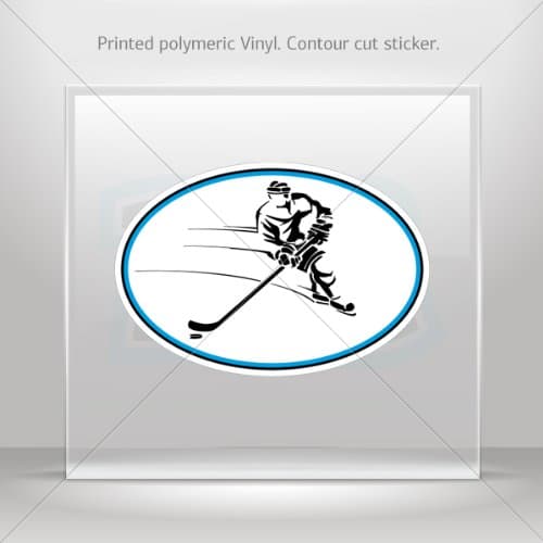 Decal Sticker Ice Hockey Player car helmet window bike Garage door 6 X 4.1 Inches Vinyl color print 0600 W98ZK